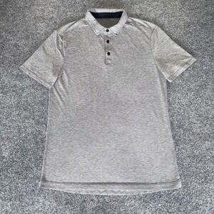 Lululemon Polo Shirt Mens Small Gray‎ Short Sleeve Athletic Casual Performance